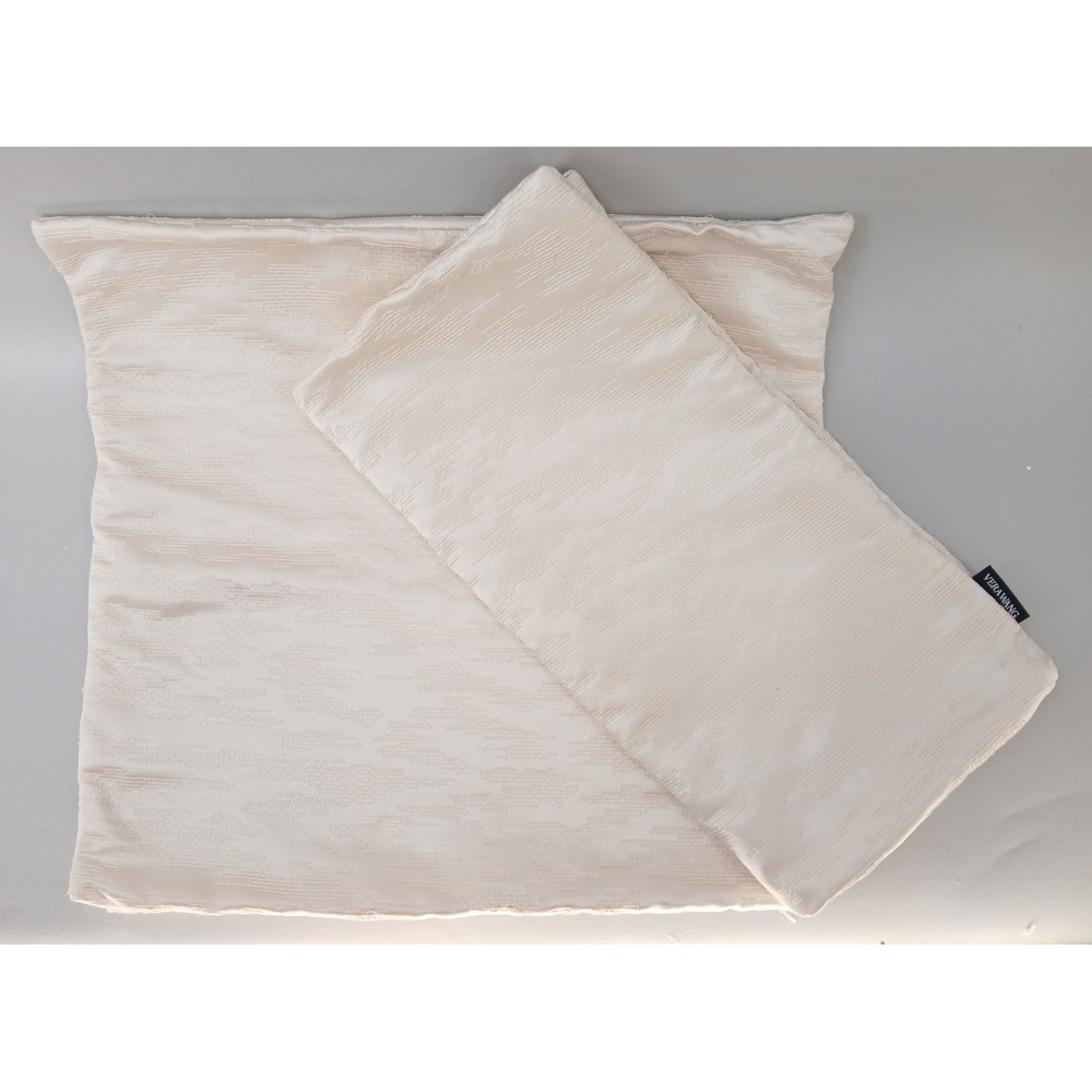 Vera Wang Euro Pillow Covers 2pc Set Cream Square Textured Sateen Zipper Luxury